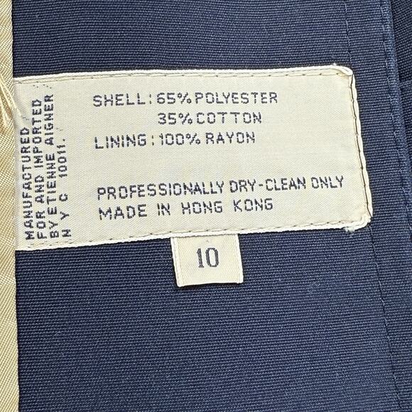 Etienne Aigner Blazer Jacket Women's Sz 10 Navy Blue Double Breasted Old Money - Picture 9 of 12